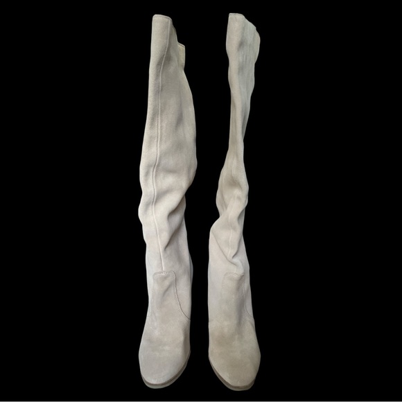 Dolce Vita Celine Beige Suede Leather Block Heels Knee High Riding Boots Size 8 - Picture 6 of 7